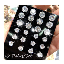 Load image into Gallery viewer, 12 Pair Shiny Stud Earrings