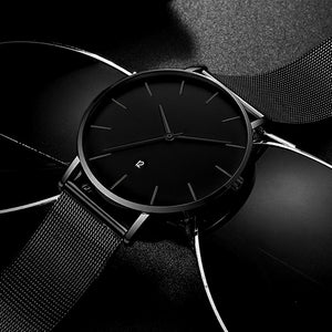 Men's Black Stainless Steel Wrist Watch