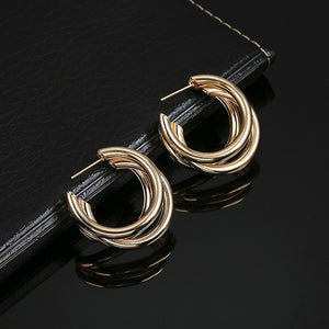 Women's Round Metal Earrings