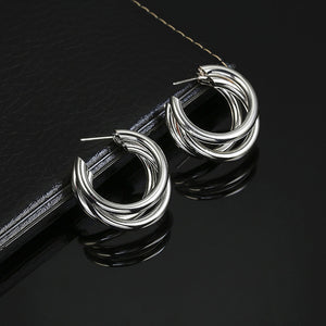 Women's Round Metal Earrings