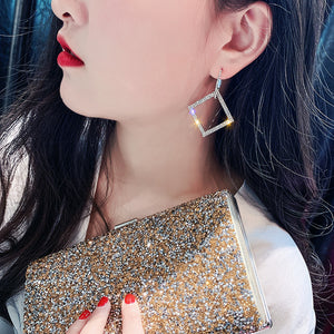 Shining Rhinestone Square Earrings