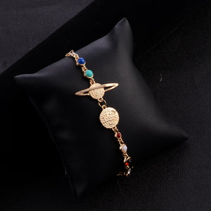 Women's Solar System Gold Anklet