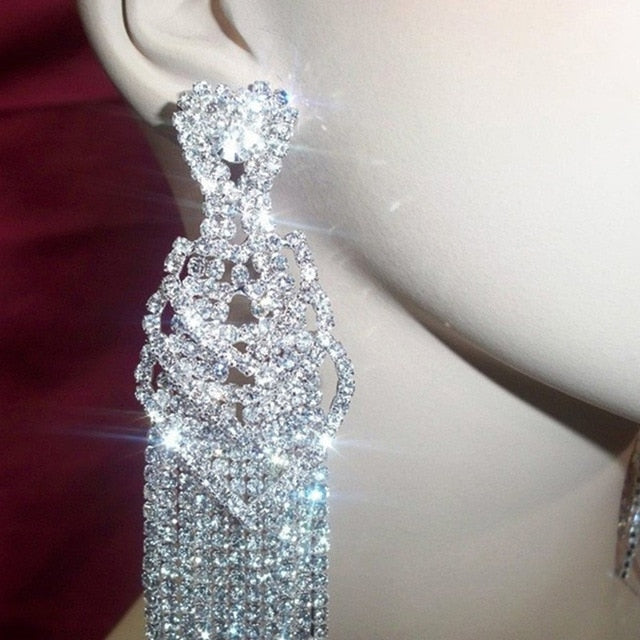 Heart Shape Crystal Rhinestone Earrings